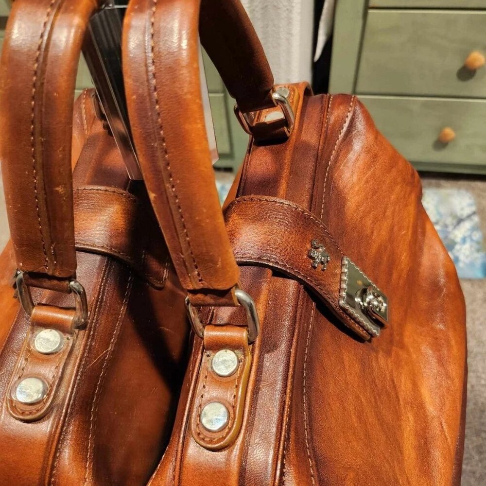 Pratesi Firenze Cognac Leather Satchel Shoulder Bag/Purse Made in Italy - Picture 13 of 17